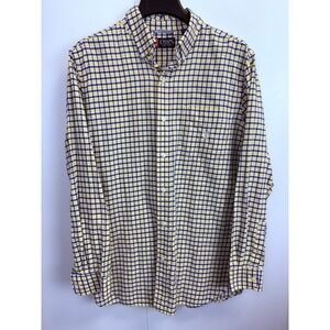 Chaps Ralph Lauren Mens M Classic Fit Button Up Shirt Crest‎ Logo Pocket Yellow